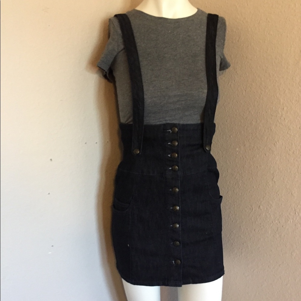 High waisted overall skirt